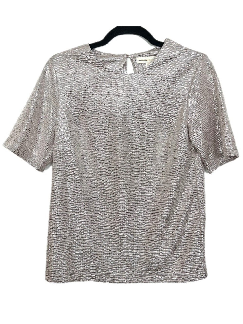 NWT Monteau Blush Silver Dotted Short Sleeve Stretch Top Small cg
